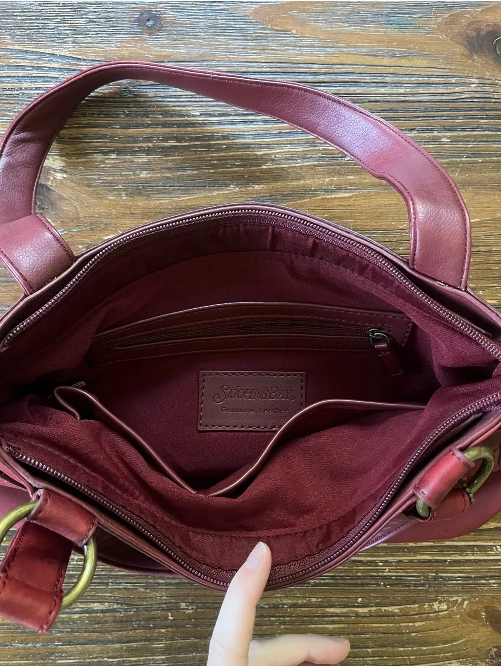 St. John's Bay Red Leather Shoulder Bag with Buckle Rings